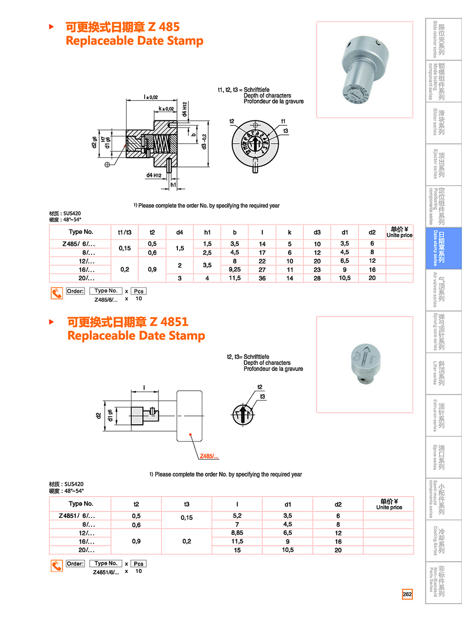 Replaceable Date Stamp Z485/Z4851 details