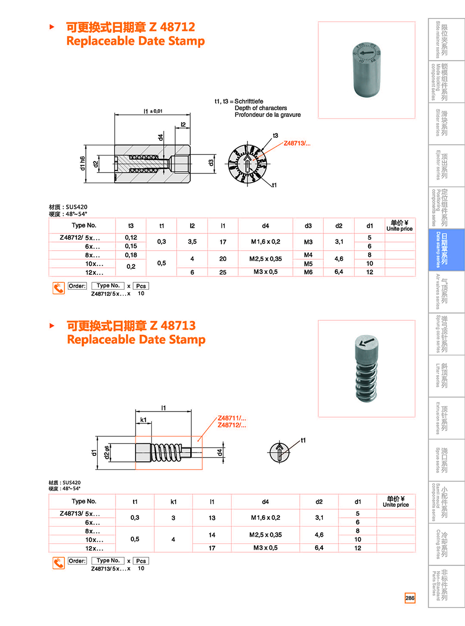 Replaceable Date Stamp Z48712/Z48713 details